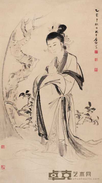 张大千 1935年作 嫦娥图 立轴 143×80cm